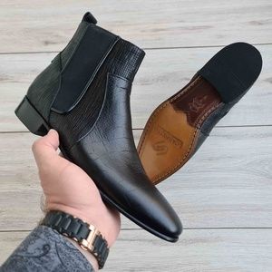 Black Chelsea Leather Boots